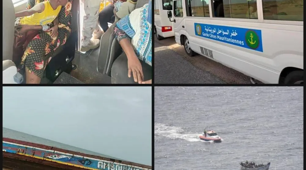 صورة لعملية الإنقاذ نشرها خفر السواحل الموريتاني (تواصل اجتماعي)