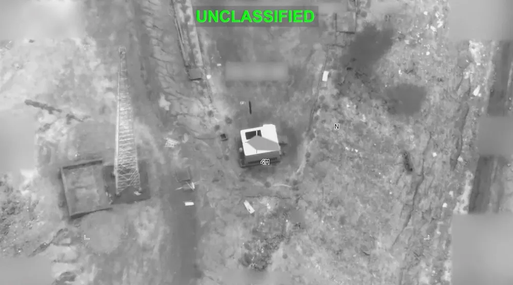 A screengrab from a video obtained from social media on September 1, 2026, shows a view shortly before what US Central Command (CENTCOM) says was a US strike on an Iranian military target. (US Central Command/Handout via Reuters)