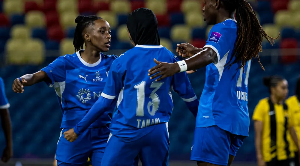 فرحة هلالية بالهدف الثاني أمام الاتحاد (موقع نادي الهلال)