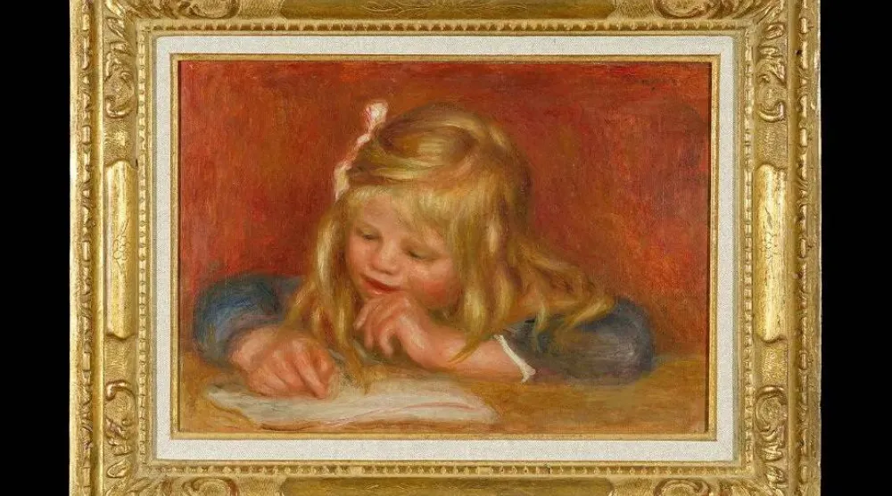 Painting of "Coco Reading" by French painter Pierre-Auguste Renoir, which was stolen from Renoir Museum in Cagnes-sur-Mer, France, but was later retrieved, September 8, 2026, in this screen grab obtained from a page on the Renoir Museum's website. (Musée Renoir/Handout via Reuters)