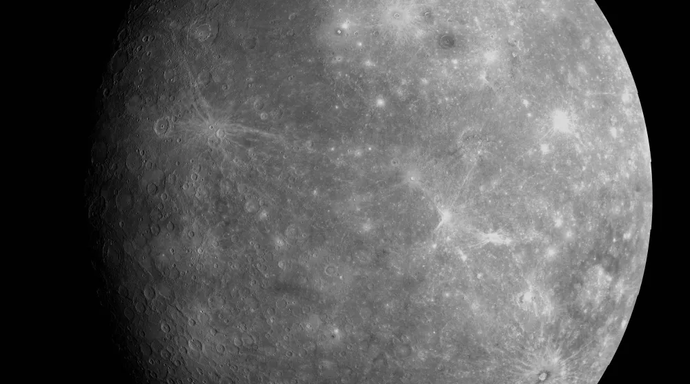 This composite image provided by NASA/Johns Hopkins University Applied Physics Laboratory/Carnegie Institution of Washington on Oct. 22, 2013, shows Mercury as it appeared to the Messenger spacecraft following a flyby of the planet. (NASA/Johns Hopkins University Applied Physics Laboratory/Carnegie Institution of Washington via AP)