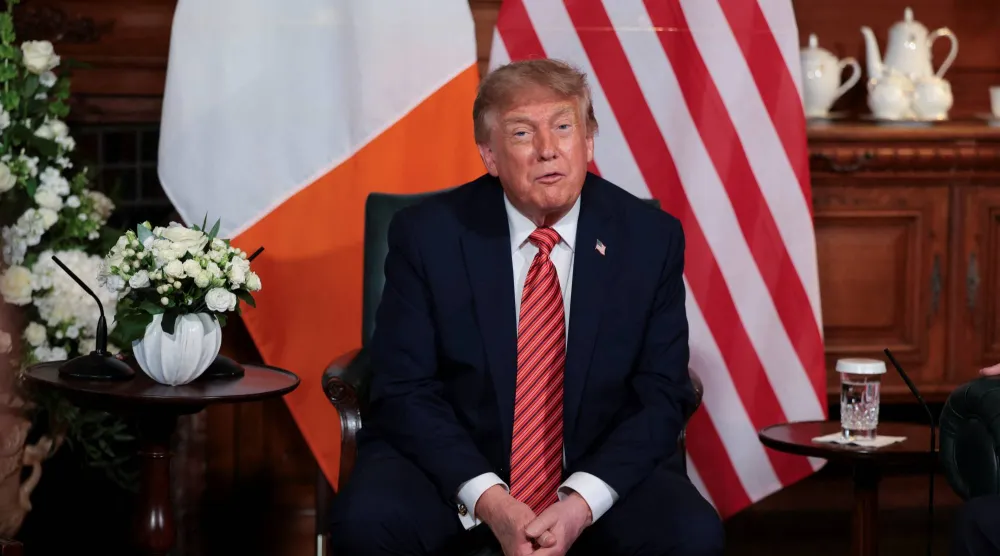 US President Donald Trump meets with Ireland's Prime Minister (Taoiseach) Micheal Martin (not pictured) at Farmleigh House in Dublin, Ireland, September 12, 2026. REUTERS/Kylie Cooper