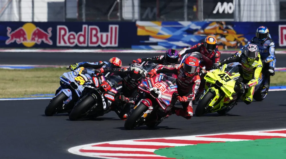 Ducati Lenovo Team rider Marc Marquez of Spain leads the Sprint Race of the Motorcycling Grand Prix of San Marino and the Rimini Riviera at the Misano World Circuit Marco Simoncelli in Misano Adriatico, Italy, 12 September 2026. EPA/DANILO DI GIOVANNI