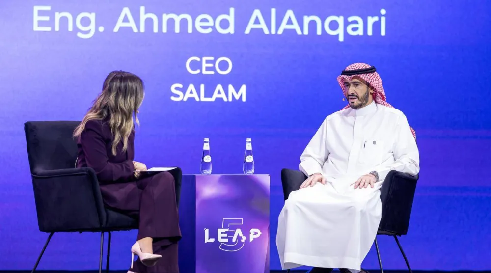 المهندس أحمد العنقري الرئيس التنفيذي لشركة «اتحاد سلام للاتصالات» خلال مشاركته في «ليب» (الشرق الأوسط)