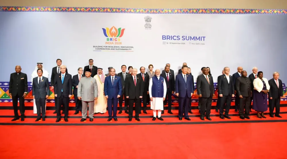 BRICS Zirvesi’ne katılan liderlerin toplu fotoğrafı (Mısır Cumhurbaşkanlığı)