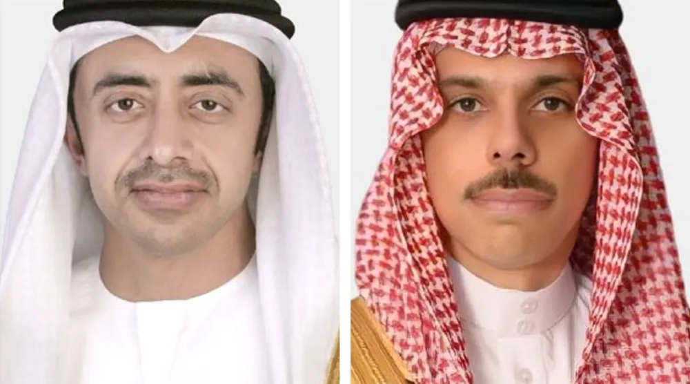 الأمير فيصل بن فرحان والشيخ عبد الله بن زايد (الخارجية السعودية)