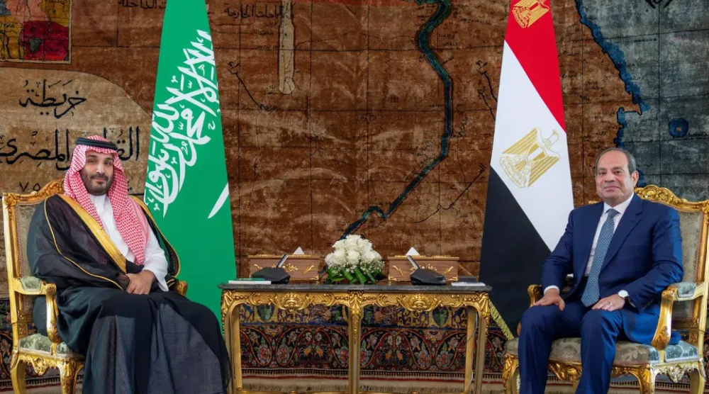 Prince Mohammed bin Salman bin Abdulaziz Al Saud, Crown Prince and Prime Minister of Saudi Arabia, holding talks with Egyptian President Abdel Fattah El-Sisi at Al-Ittihadiya Palace in Cairo - SPA