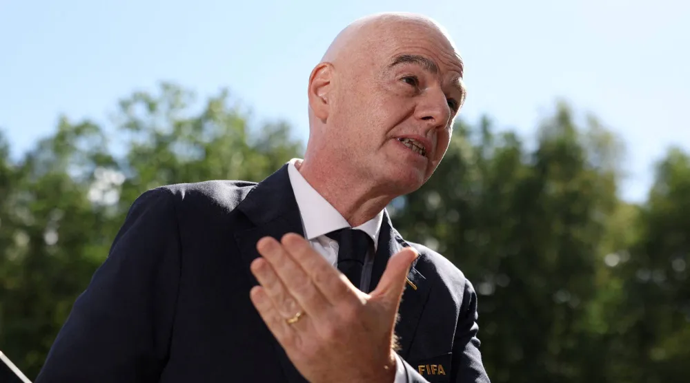 Football - FIFA President Gianni Infantino arrives at the stadium before a FIFA Under-20 Women's World Cup match on September 5, 2026. (Reuters)