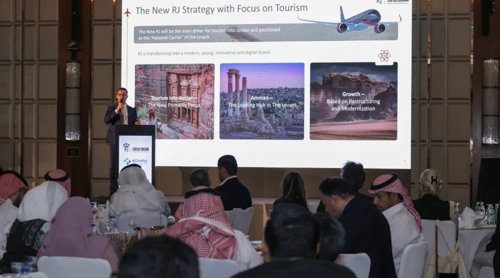 جانب من حفل الإعلان عن إطلاق الخط الجوي الجديد بين الرياض والعقبة (الشرق الأوسط)