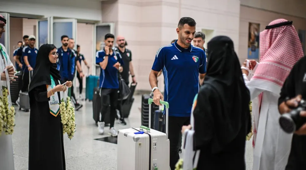 جانب من وصول منتخب الكويت إلى جدة الأربعاء (الاتحاد الكويتي)