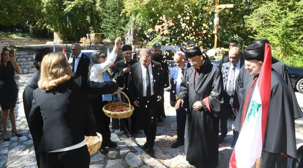البطريرك الماروني بشارة الراعي خلال قداس في بلدة إيليج بشمال لبنان (البطريركية المارونية)
