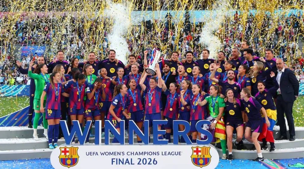 سيدات برشلونة يبدأن مشوار الدفاع عن لقب أوروبا (رويترز)