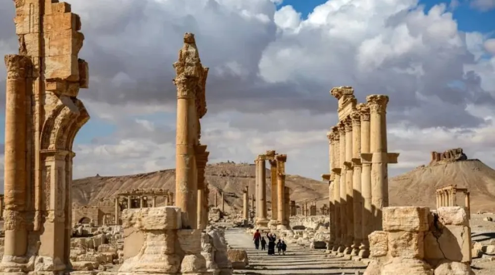 من موقع تدمر الأثري في وسط سوريا (أ.ف.ب)