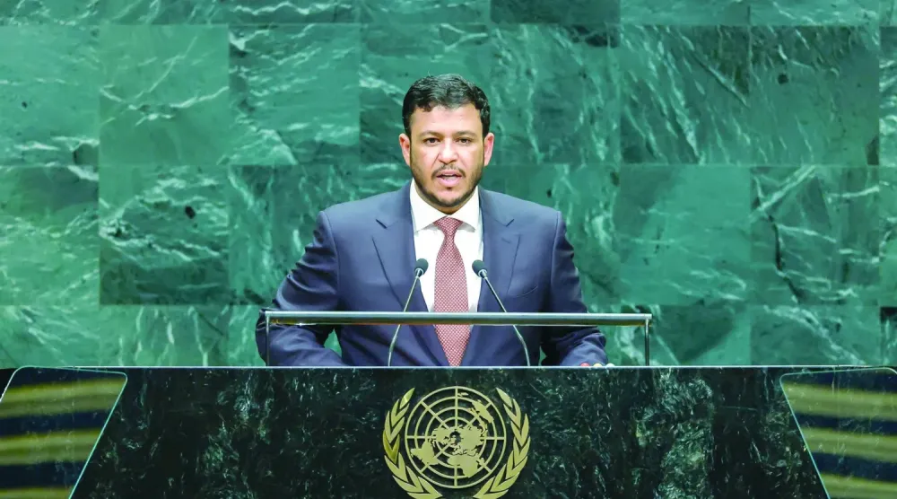 Yemen Başkanlık Konseyi üyesi Abdullah el-Alimi, Birleşmiş Milletler’de konuşmasını yaparken (Reuters)
