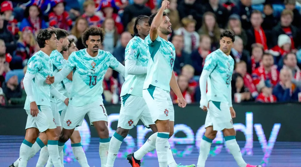 Football - Nations League - Group A4 - Norway v Portugal - Ullevaal Stadion, Oslo, Norway - September 27, 2026 Portugal's Goncalo Ramos celebrates scoring their second goal. (Cornelius Poppe/NTB via Reuters)