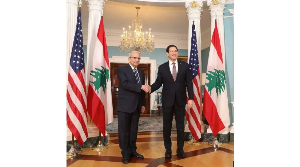 رئيس الحكومة اللبنانية نواف سلام يلتقي وزير الخارجية الأميركي ماركو روبيو (الوكالة الوطنية للإعلام)