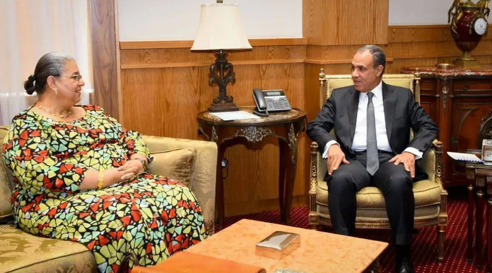 وزير الخارجية المصري بدر عبد العاطي لدى استقباله مبعوثة الأمم المتحدة لدى ليبيا هانا تيتيه في القاهرة الأربعاء (الخارجية المصرية)