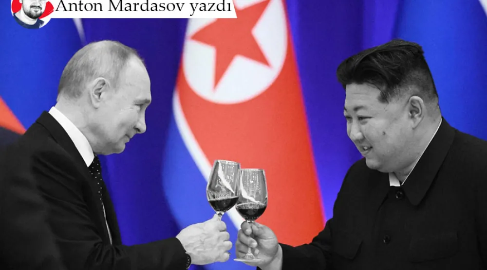 Fotoğraf: Rusya Devlet Başkanı Vladimir Putin ve Kuzey Kore lideri Kim Jong-Un, Pyongyang'da düzenlenen bir resepsiyonda, 19 Haziran 2024 (AFP)
