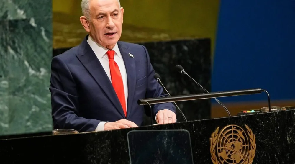Netanyahu'nun BM Genel Kurulu'nda geçen ay yaptığı konuşma sırasında birçok kişi tepki olarak salonu terk etmişti (AP)