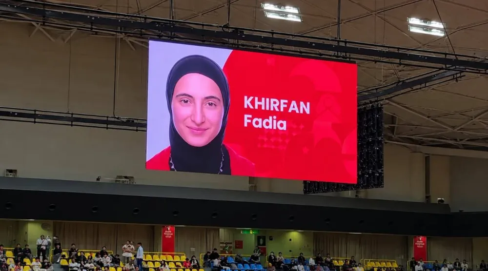 الأردنية فادية خرفان لحظة إعلان فوزها بذهبية التايكوندو لوزن أقل من 57 كلغ (آسياد 2026)