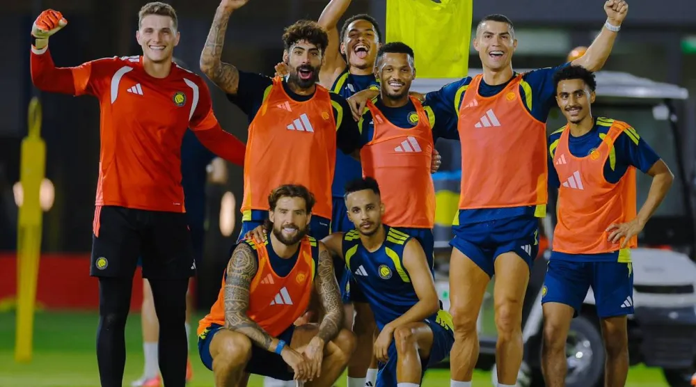 كريستيانو رونالدو في التدريبات الجماعية لفريق النصر (نادي النصر)