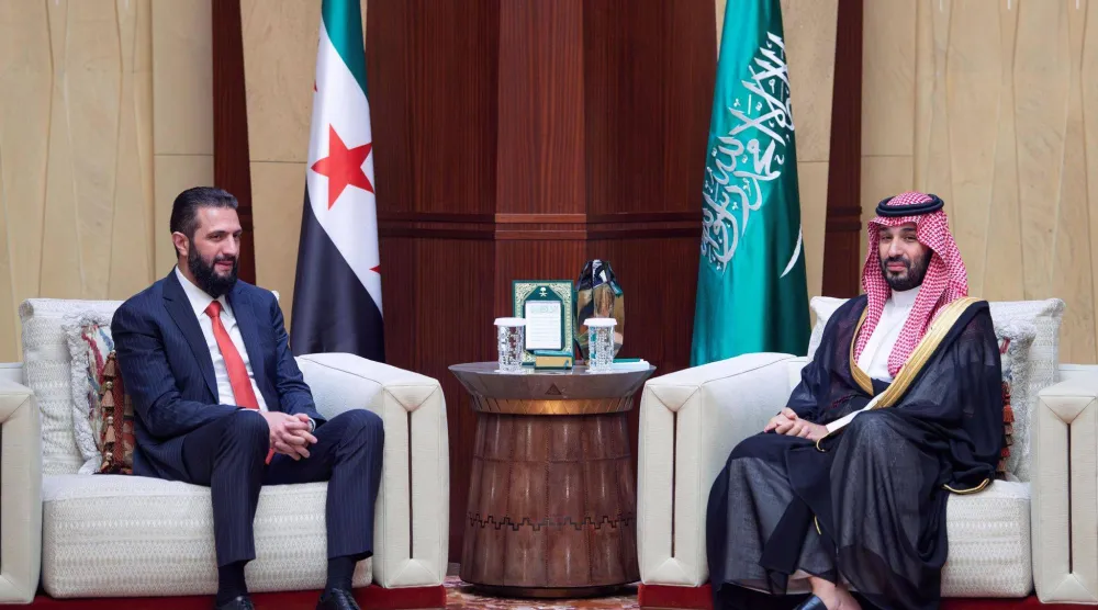ولي العهد خلال لقائه مع الرئيس السوري في الرياض الثلاثاء (واس)