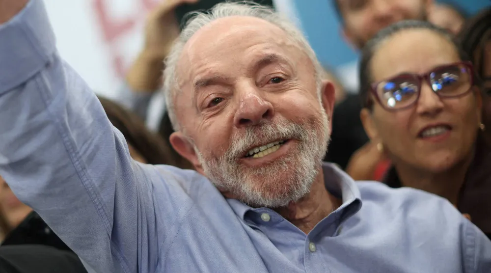 Brazilian President Luiz Inacio Lula da Silva, the Workers' Party (PT) candidate for presidential re-election attends the closing ceremony of a joint meeting of the Workers' Party (PT) caucuses in Congress, ahead of the runoff election, in Brasilia, Brazil, October 7, 2026. (Reuters)