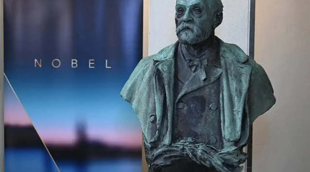A statue of Alfred Nobel in Stockholm, Sweden, on October 5, 2026. Jonathan Nackstrand / AFP