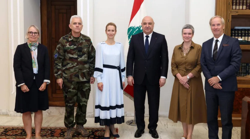 الرئيس اللبناني جوزيف عون مستقبلاً الممثلة العليا للاتحاد الأوروبي للشؤون الخارجية والسياسة الأمنية كايا كالاس (الرئاسة اللبنانية)