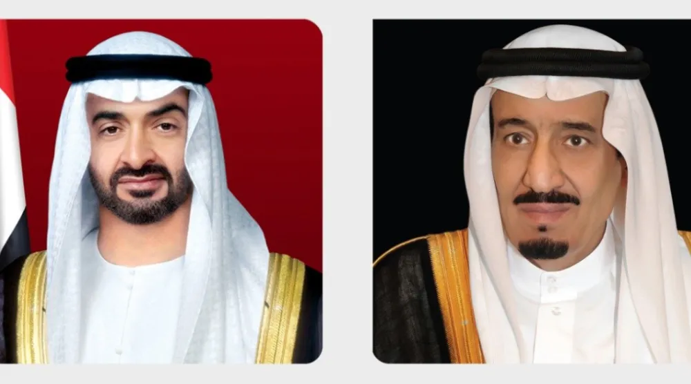 خادم الحرمين الشريفين الملك سلمان بن عبد العزيز ورئيس دولة الإمارات الشيخ محمد بن زايد آل نهيان (واس)
