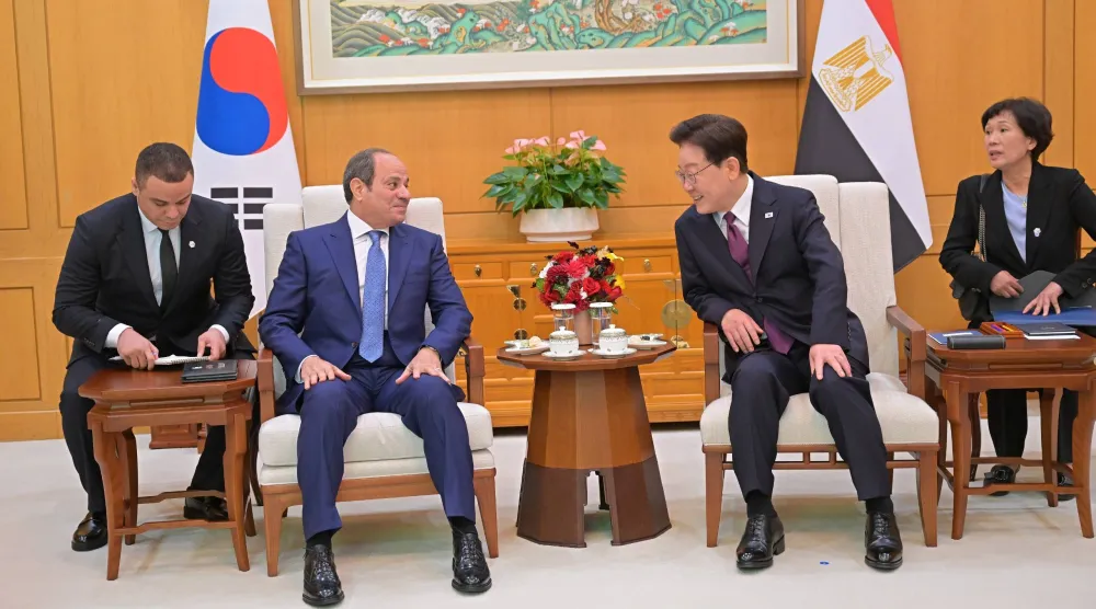 محادثات الرئيس المصري عبد الفتاح السيسي ونظيره الكوري في سيول الخميس (الرئاسة المصرية)