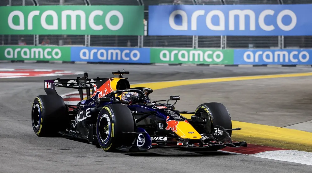 Red Bull Racing driver Max Verstappen of Netherlands in action during the Sprint Qualifying at Marina Bay Street Circuit in Singapore, 09 October 2026. The 2026 Formula 1 Singapore Grand Prix is held at the Marina Bay Street Circuit in Singapore on 11 October. (EPA)