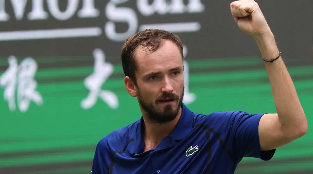 Tennis - ATP Masters 1000 - Shanghai Masters - Qizhong Forest Sports City Arena, Shanghai, China - October 10, 2026 Russia's Daniil Medvedev reacts during his round of 64 match against Germany's Jan-Lennard Struff REUTERS/Go Nakamura