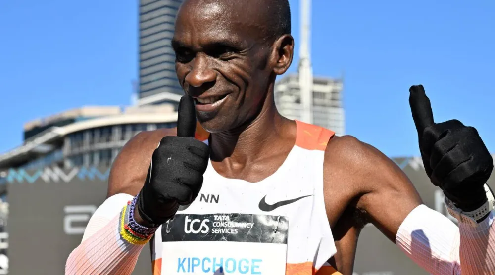 Kenya's Eliud Kipchoge won his first marathon in three years at Melbourne. Saeed KHAN / AFP
