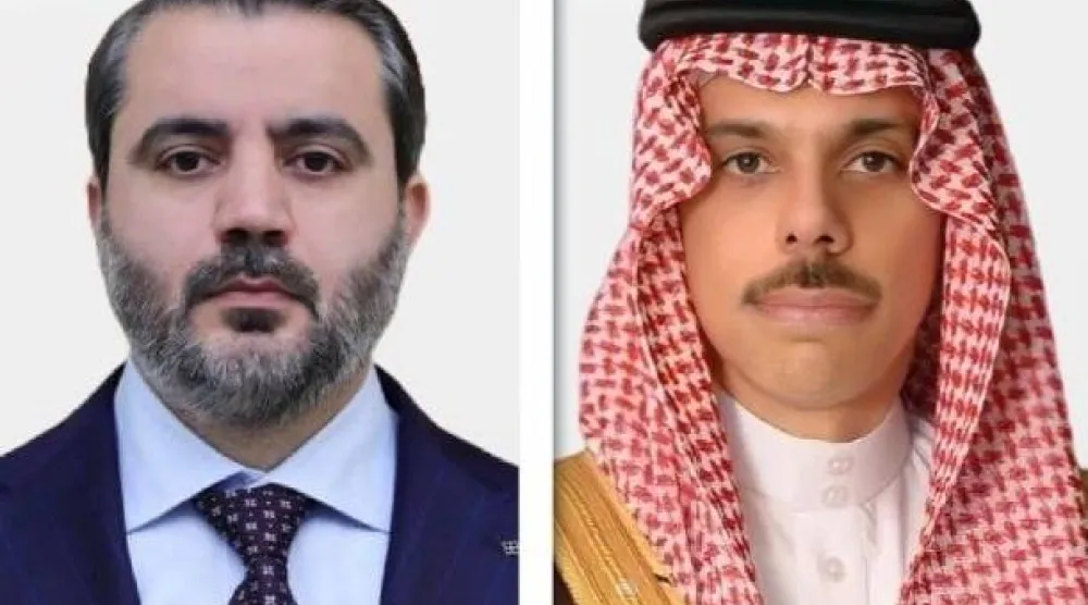 وزير الخارجية السعودي الأمير فيصل بن فرحان ونظيره السوري أسعد الشيباني (الشرق الأوسط)
