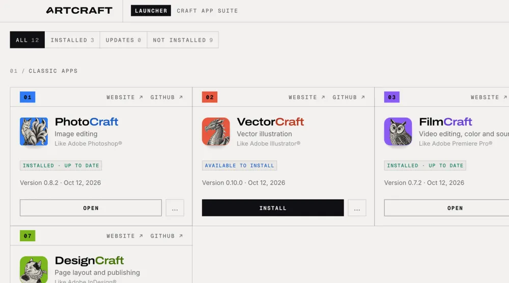 مشروع مفتوح المصدر يقدم بدائل مجانية لبرامج التصميم والإنتاجية (ArtCraft)