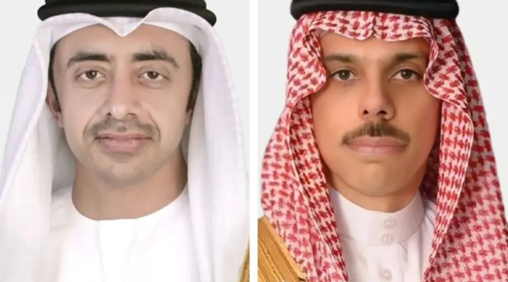 Prince Faisal bin Farhan and Sheikh Abdullah bin Zayed (Saudi Ministry of Foreign Affairs)