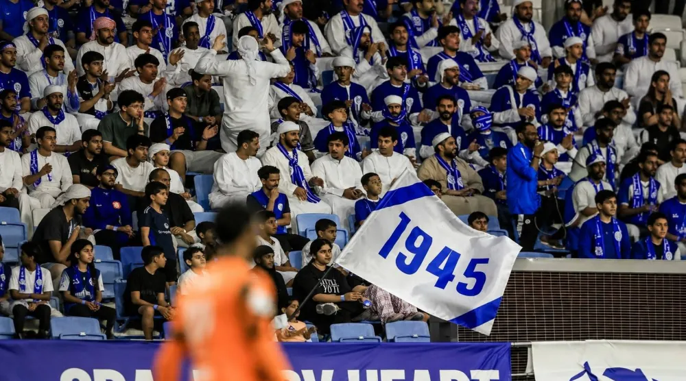 احتفالية جماهير النصر بالفوز الكبير على الرفاع بدبي (نادي النصر الإماراتي)