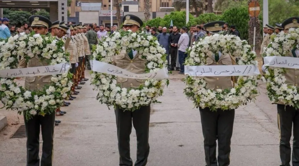  تشييع 4 عناصر أمن مساء الثلاثاء في كمين على طريق سلمية-أثريا من مشفى حماة الوطني بحضور رسمي وشعبي (مراسل الأمن في حماة)