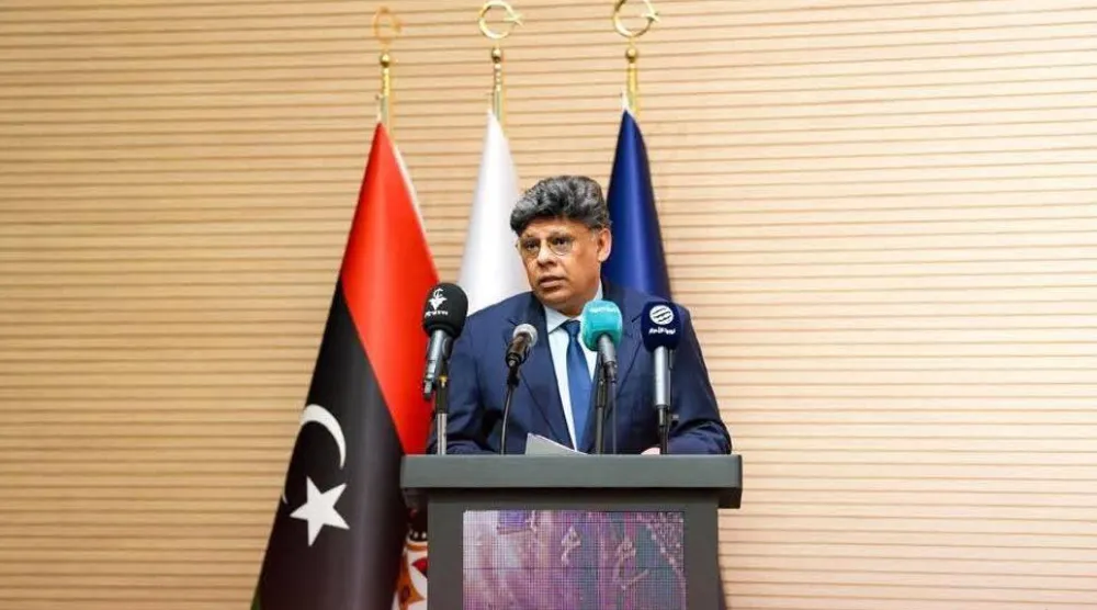 النائب العام الليبي الصديق الصور متحدثاً خلال افتتاح معرض النيابة العامة للكتاب (الصفحة الرسمية للمعرض)
