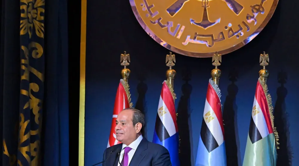 الرئيس المصري عبد الفتاح السيسي خلال مشاركته في الندوة التثقيفية للجيش المصري الأربعاء (الرئاسة المصرية)