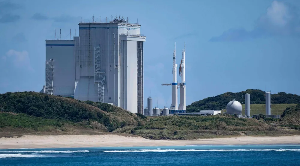(FILES) A vehicle assembly building is seen at the Tanegashima Space Center in Minamitane, Kagoshima prefecture on August 13, 2026. (Photo by Yuichi YAMAZAKI / AFP) 