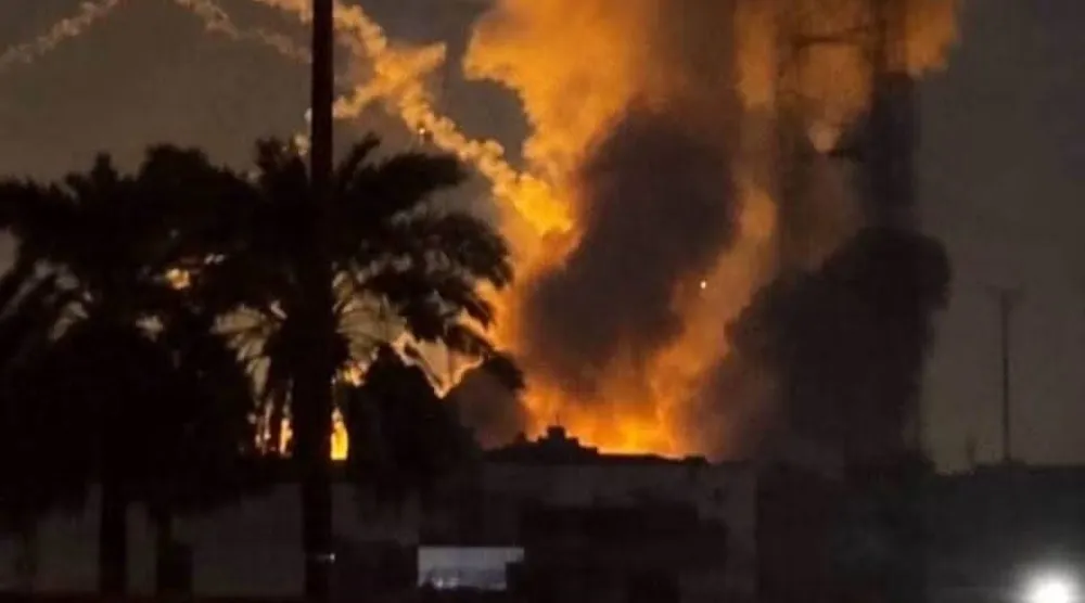 صورة متداولة في مواقع التواصل عن لحظة انفجار مقر للحشد شرق بغداد