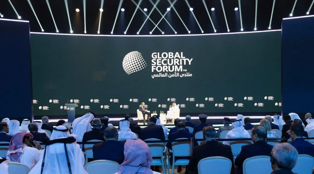 Qatari Deputy Prime Minister and Minister of State for Defense Affairs Sheikh Saoud bin Abdulrahman Al Thani attends the opening of the eighth Global Security Forum in Doha on Monday.
