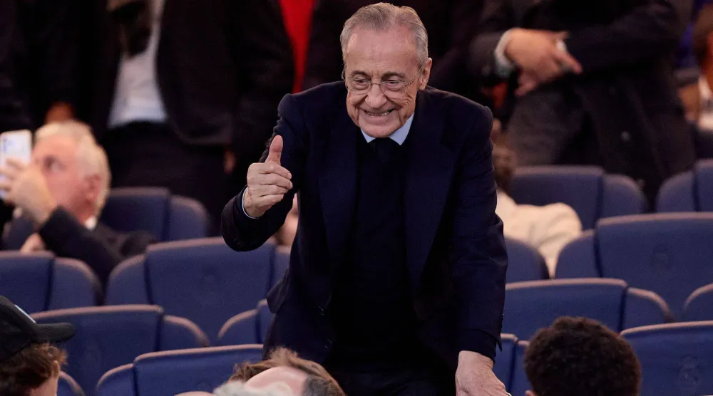 فلورينتينو بيريز رئيس نادي ريال مدريد وعرّاب مشروع دوري السوبر الأوروبي (د.ب.أ)