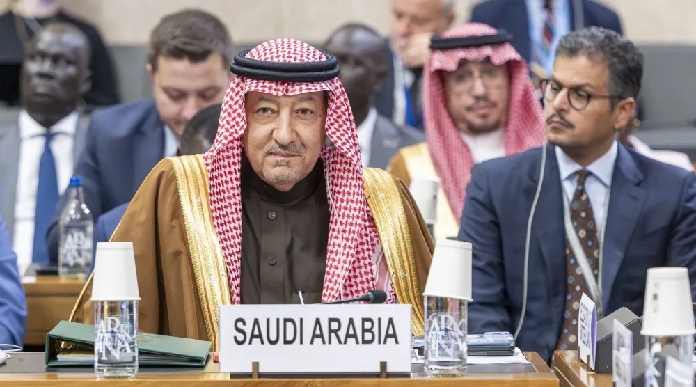 المهندس وليد الخريجي نائب وزير الخارجية السعودي خلال مشاركته في الاجتماع الذي استضافته جنيف الأربعاء (واس)
