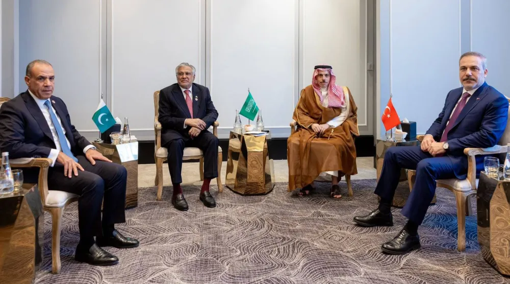 جانب من اجتماع لوزراء خارجية السعودية ومصر وتركيا وباكستان في العاصمة الأردنية عمان يوم 5 أغسطس الماضي (الخارجية التركية)