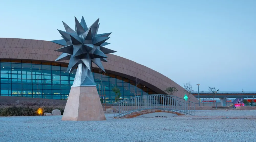 Created by Saudi-based architecture and engineering consultancy Omrania, the Western Metro Station reinterprets desert sand dunes through earth-colored forms that define entrances - SPA