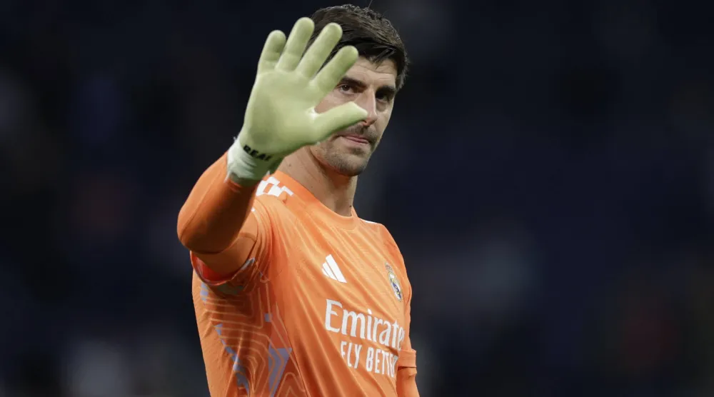 UEFA Champions League - Real Madrid v RB Leipzig - Estadio Bernabeu, Madrid, Spain - October 21, 2026 Real Madrid's Thibaut Courtois celebrates after the match. (Reuters)