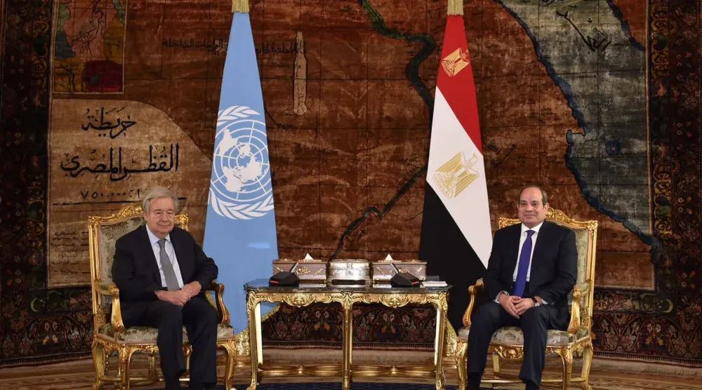 الرئيس المصري عبد الفتاح السيسي يستقبل الأمين العام للأمم المتحدة بالقاهرة (الرئاسة المصرية)